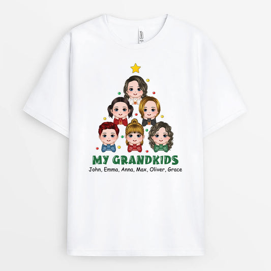 1519AUK1 personalised my grandkids christmas t shirt