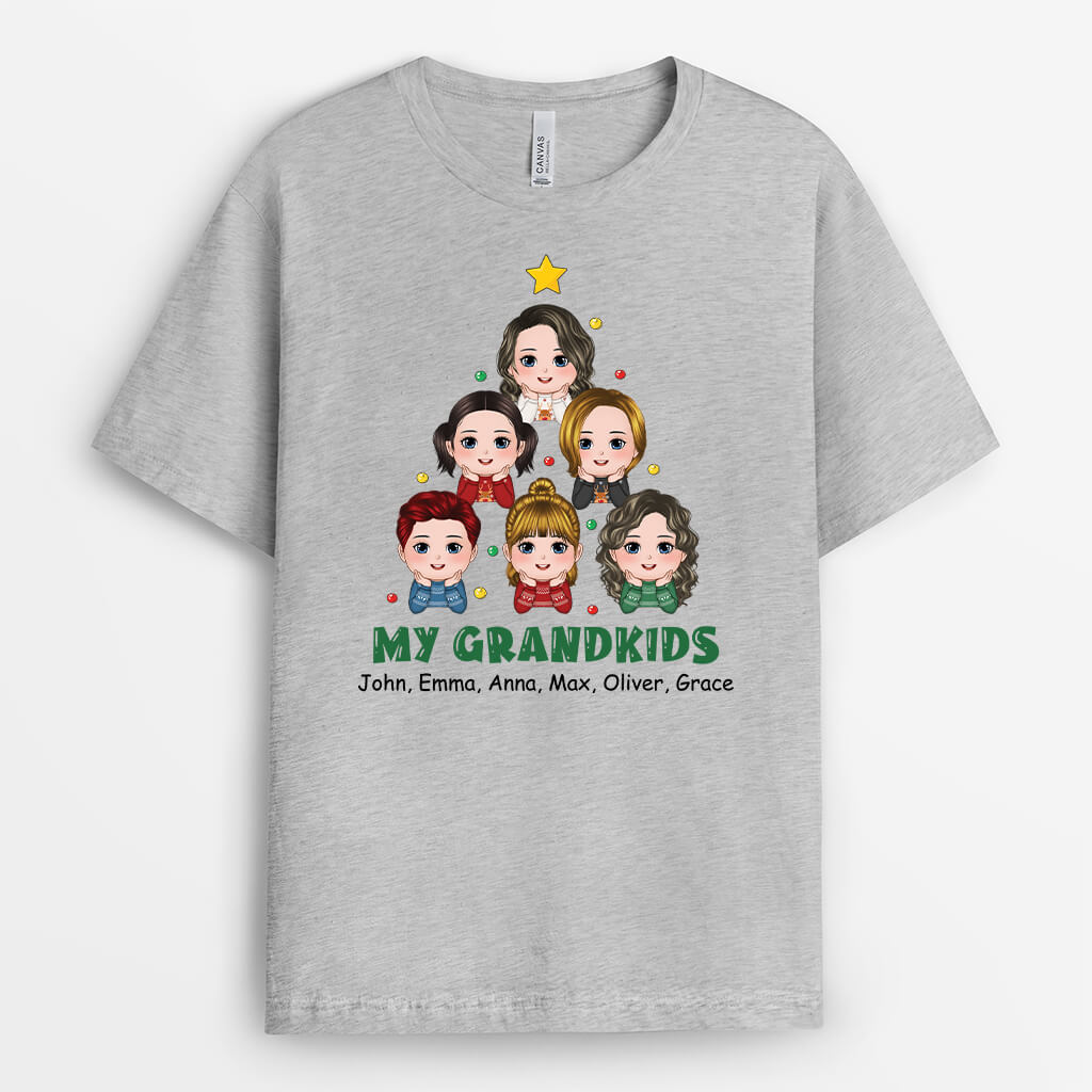 1519AUK2 personalised my grandkids christmas t shirt