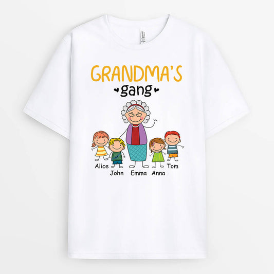 1526AUK2 personalised grandmas gang kids t shirt