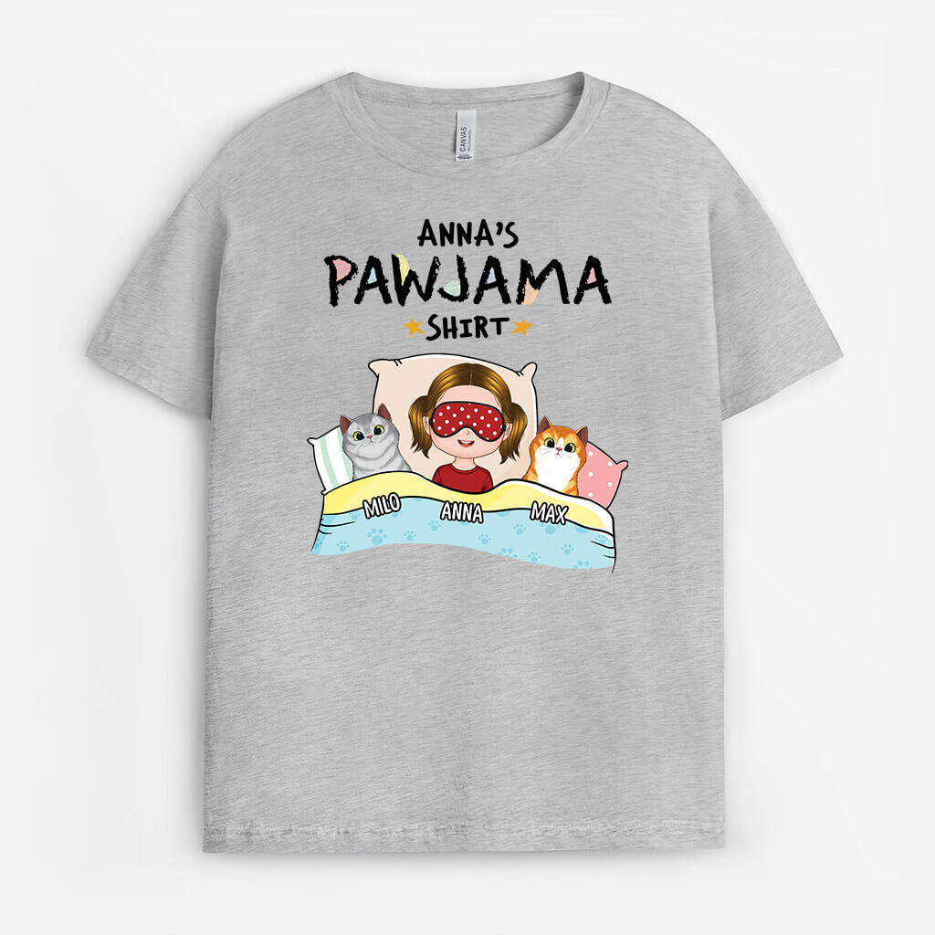 1529AUK1 personalised cat pawjama kid t shirt