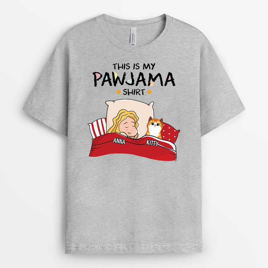 1530AUK1 personalised this is my cat pawjama t shirt