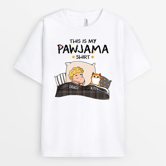 1530AUK2 personalised this is my cat pawjama t shirt