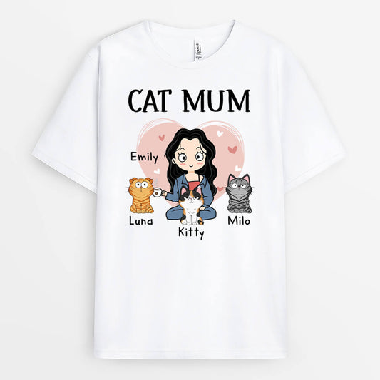 1531AUK1 personalised cat mum t shirt