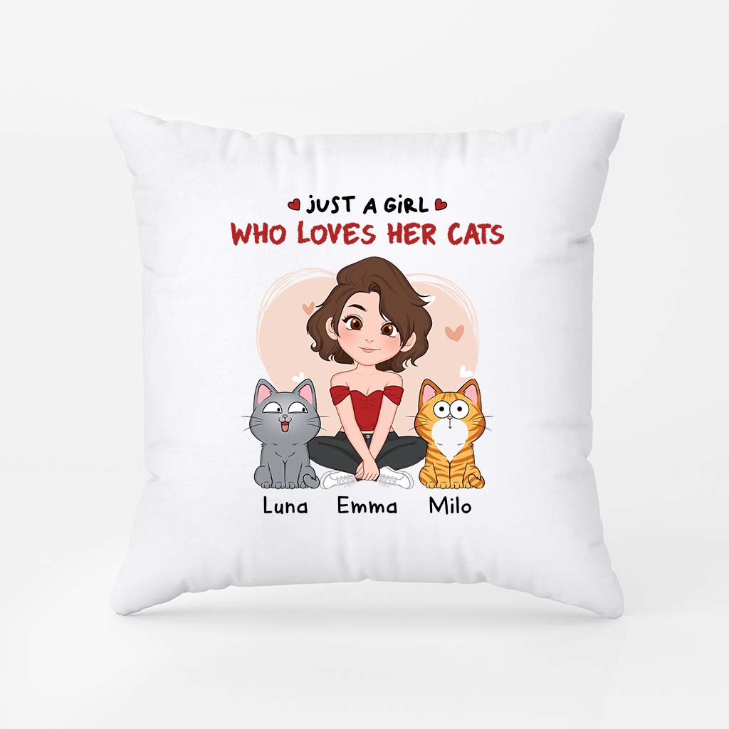 1537PUS1 custom cat gifts for women just a girl who loves her cats pillow 1537PKV8D