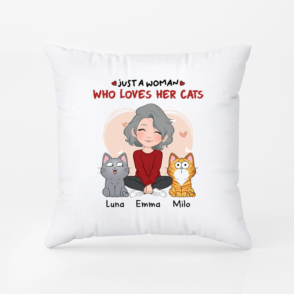 1537PUS2 custom cat gifts for women just a girl who loves her cats pillow 1537PKV8D
