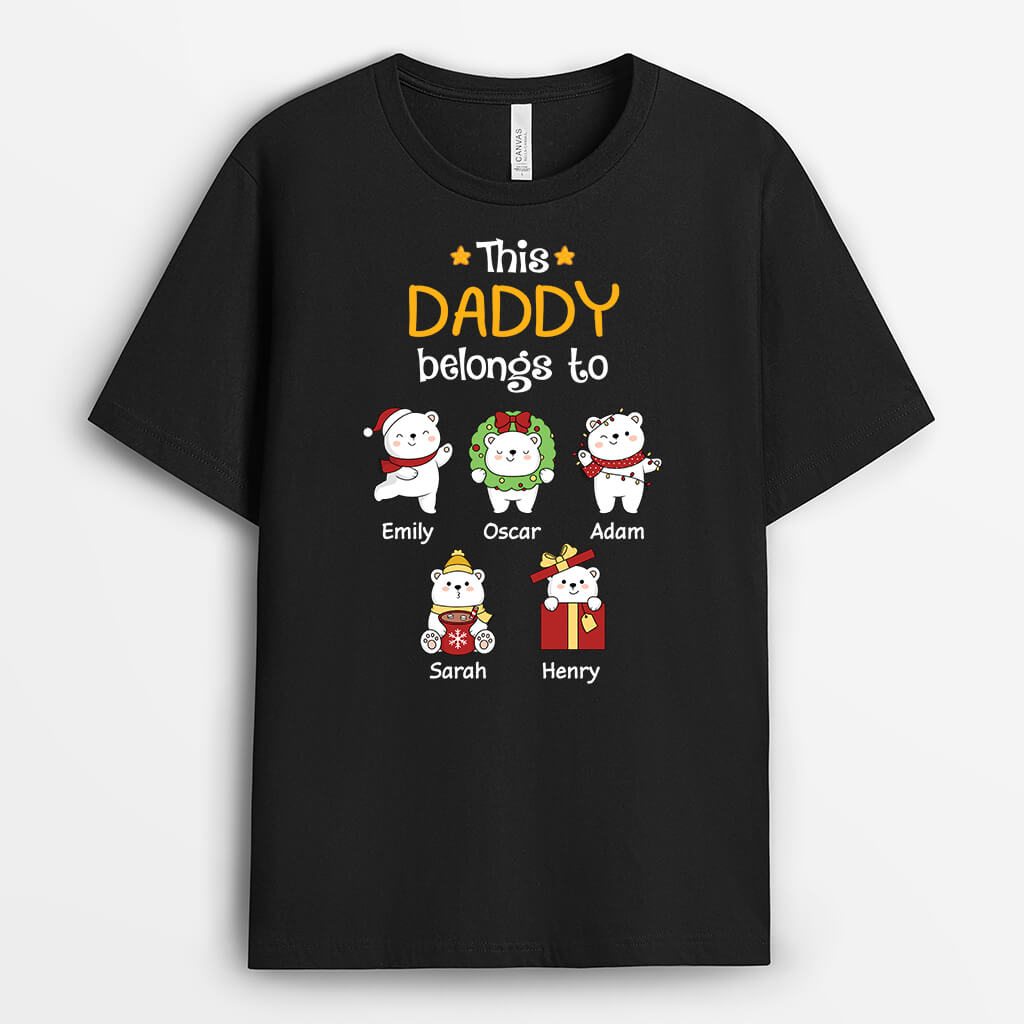 1538AUK2 personalised this daddy grandpa belongs to little bear t shirt