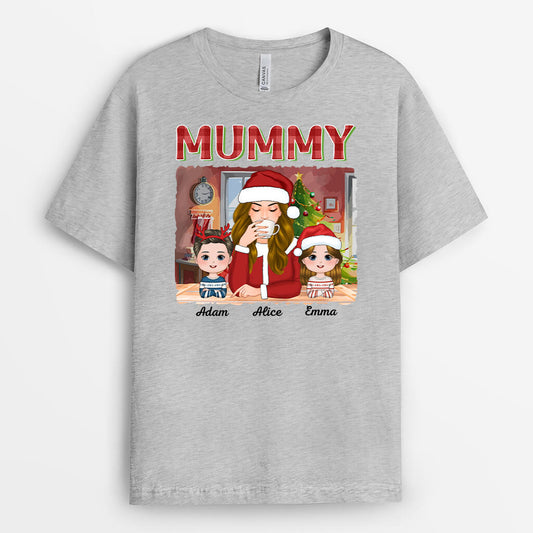 1545AUK2 personalised grandma and her grandkids christmas t shirt