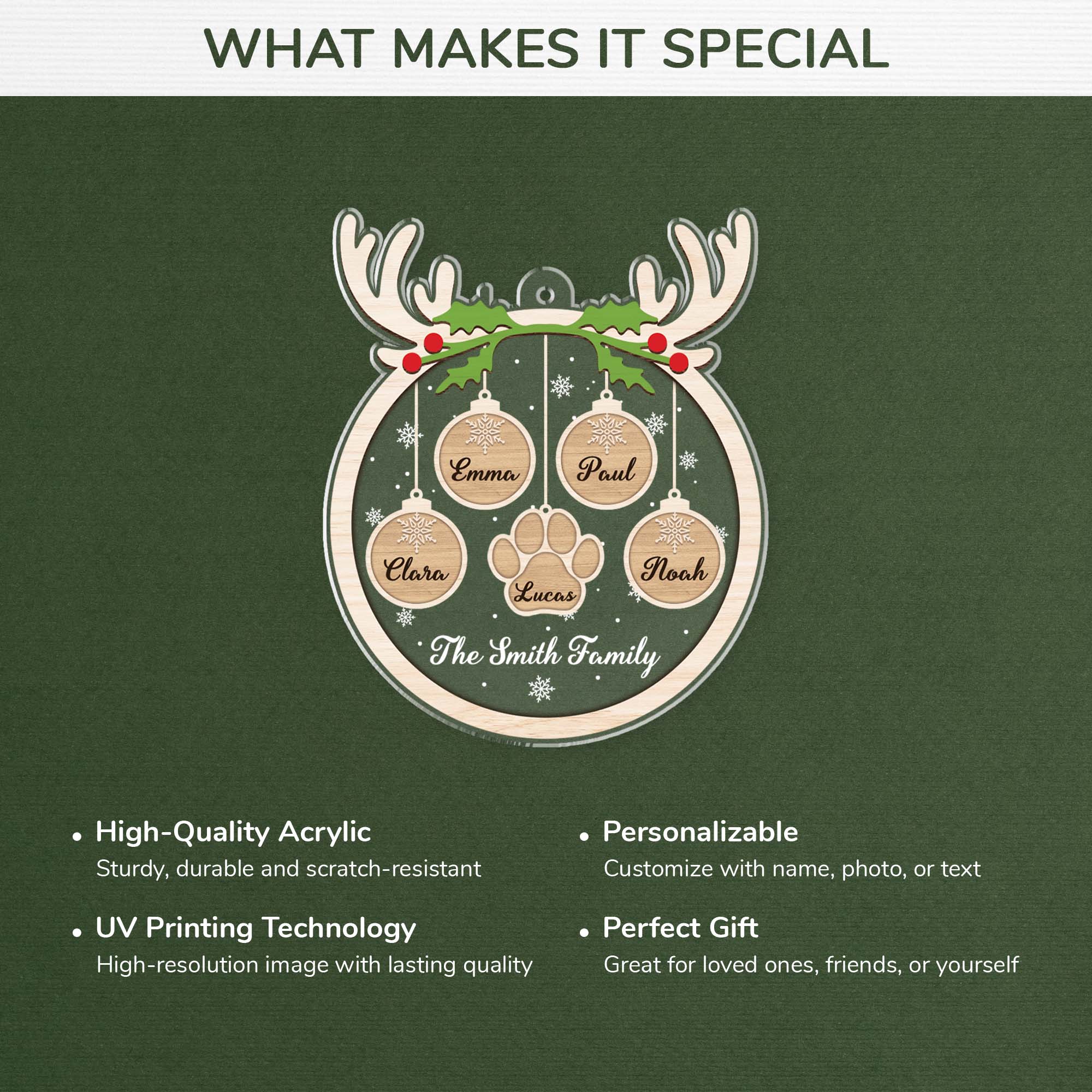 1546OUS4 personalized the family reindeer horn ornament