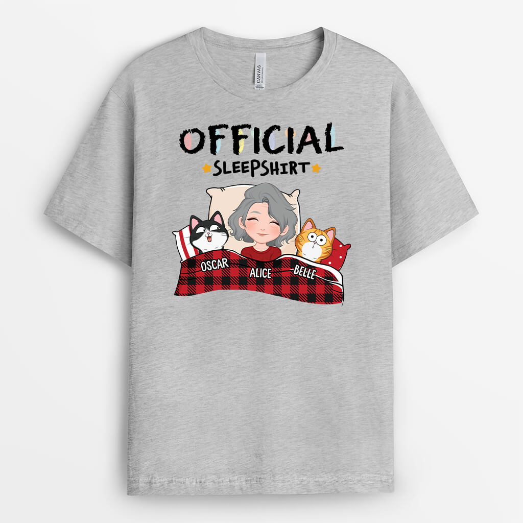 1548AUK2 personalised official sleepshirt with cat t shirt
