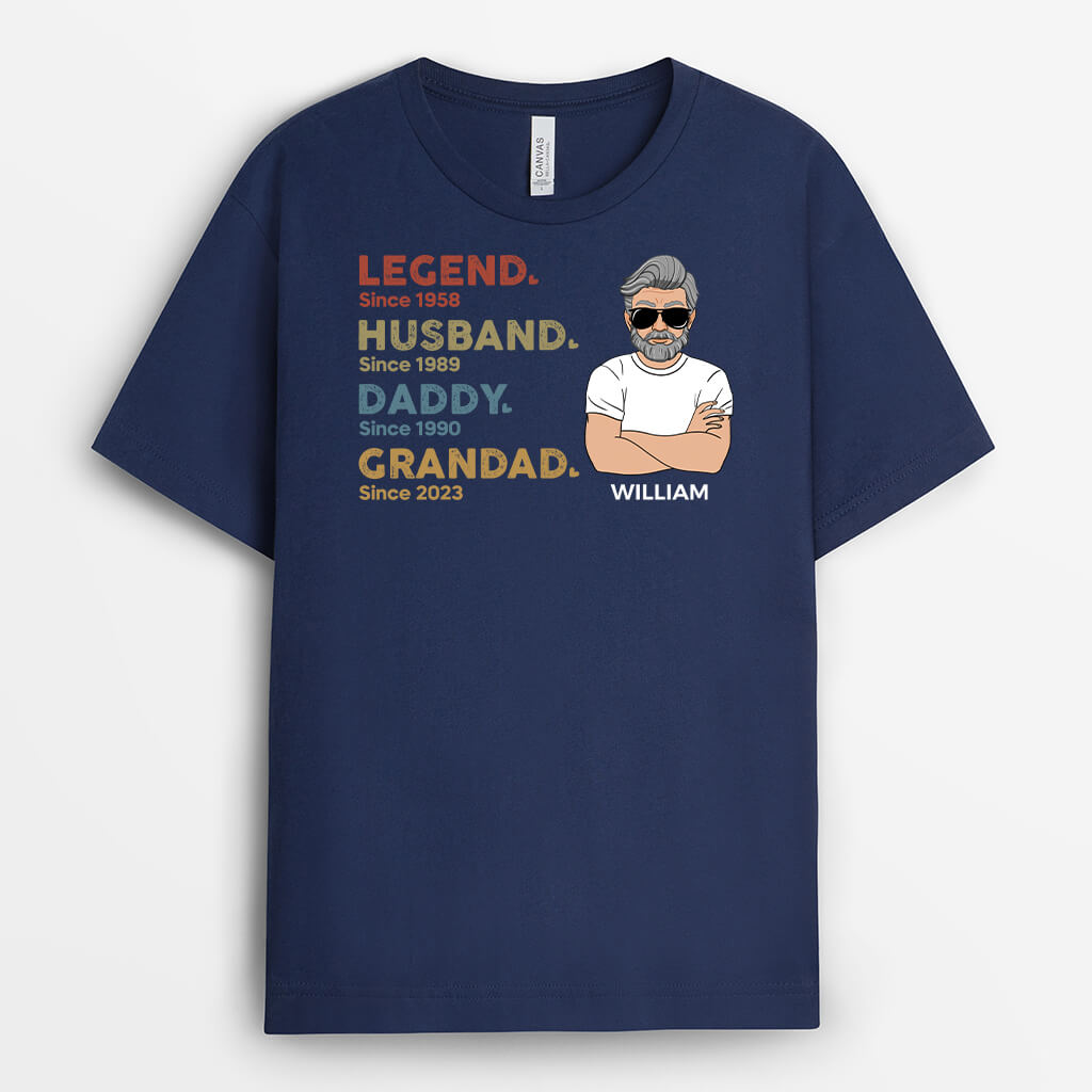 1550AUK1 personalised legend husband dad and papa since t shirt