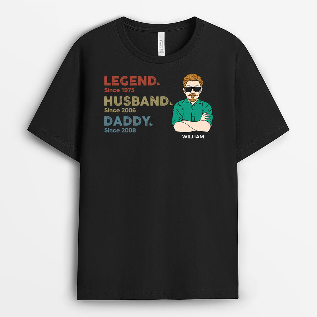 1550AUK2 personalised legend husband dad and papa since t shirt