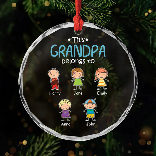 1551OUS1 personalized grandpa gifts this grandpa belongs to glass ornament 1551O3Z5A