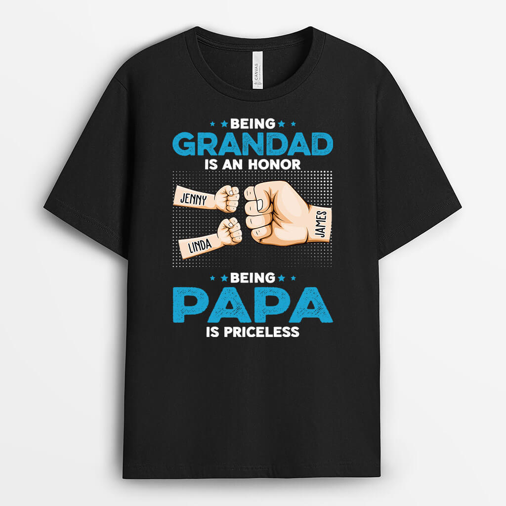 1603AUK1 personalised being grandpa is priceless t shirt