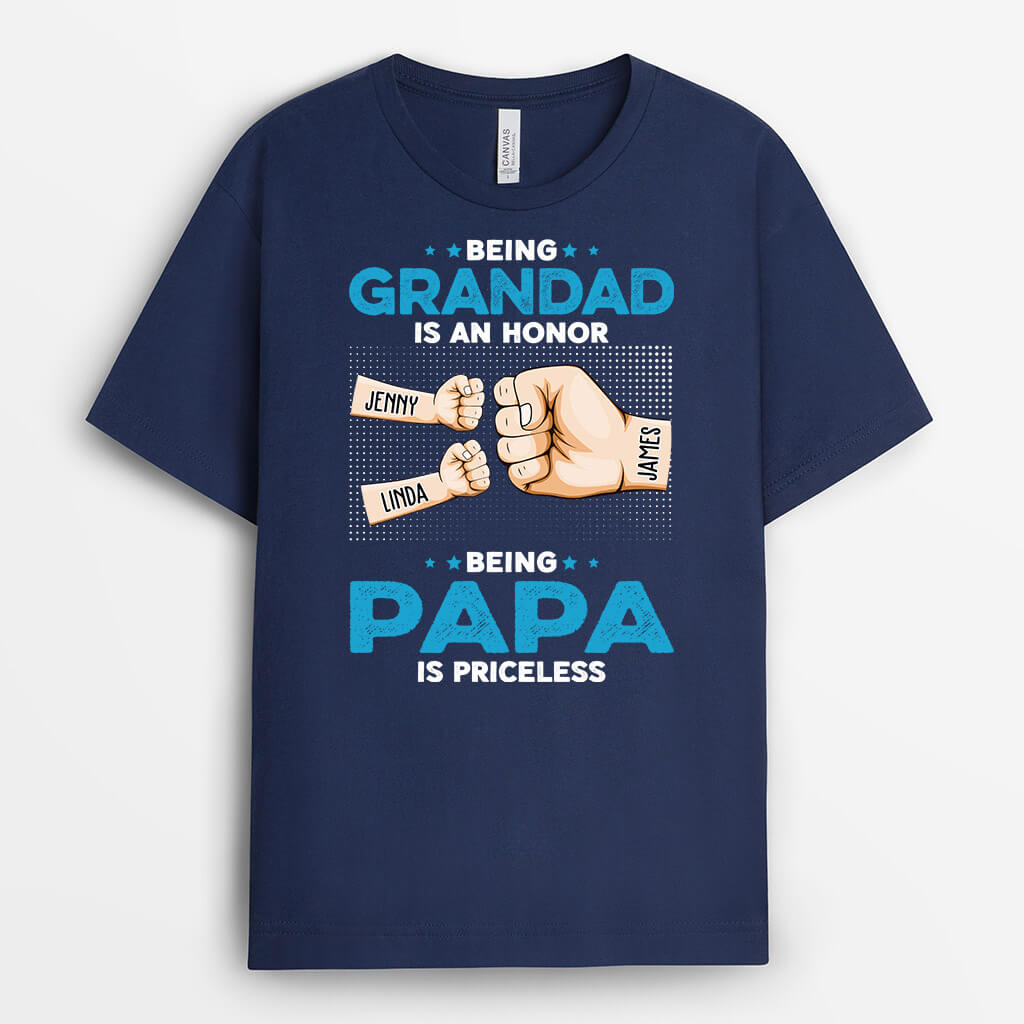 1603AUK2 personalised being grandpa is priceless t shirt