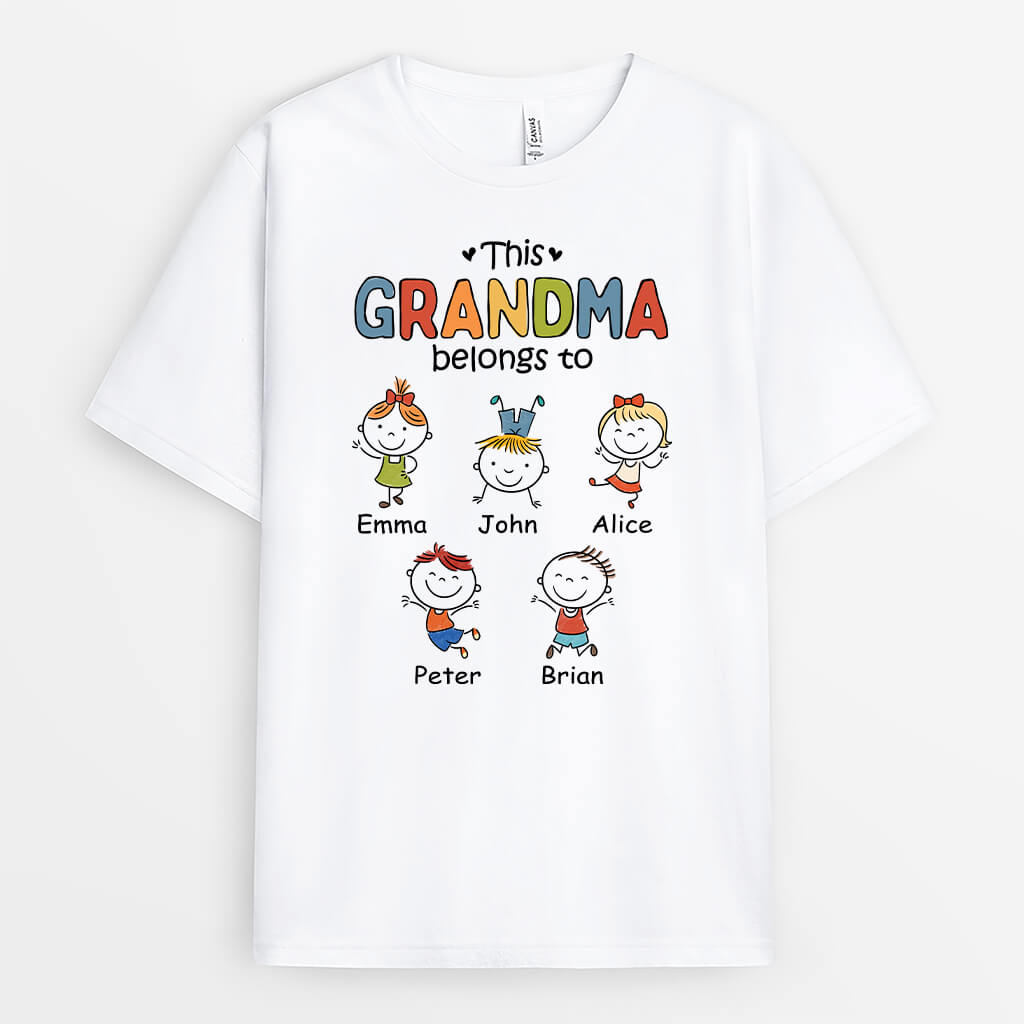 1604AUK1 personalised this grandma belongs to t shirt