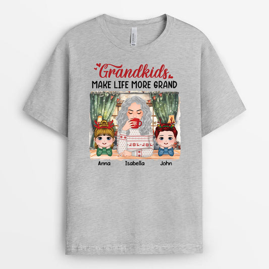 1610AUK2 personalised grandkids make life more grand t shirt