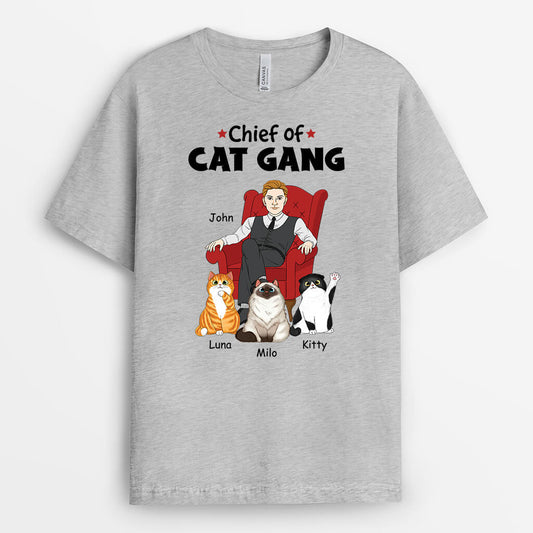 1625AUK1 personalised chief of cat gang t shirt