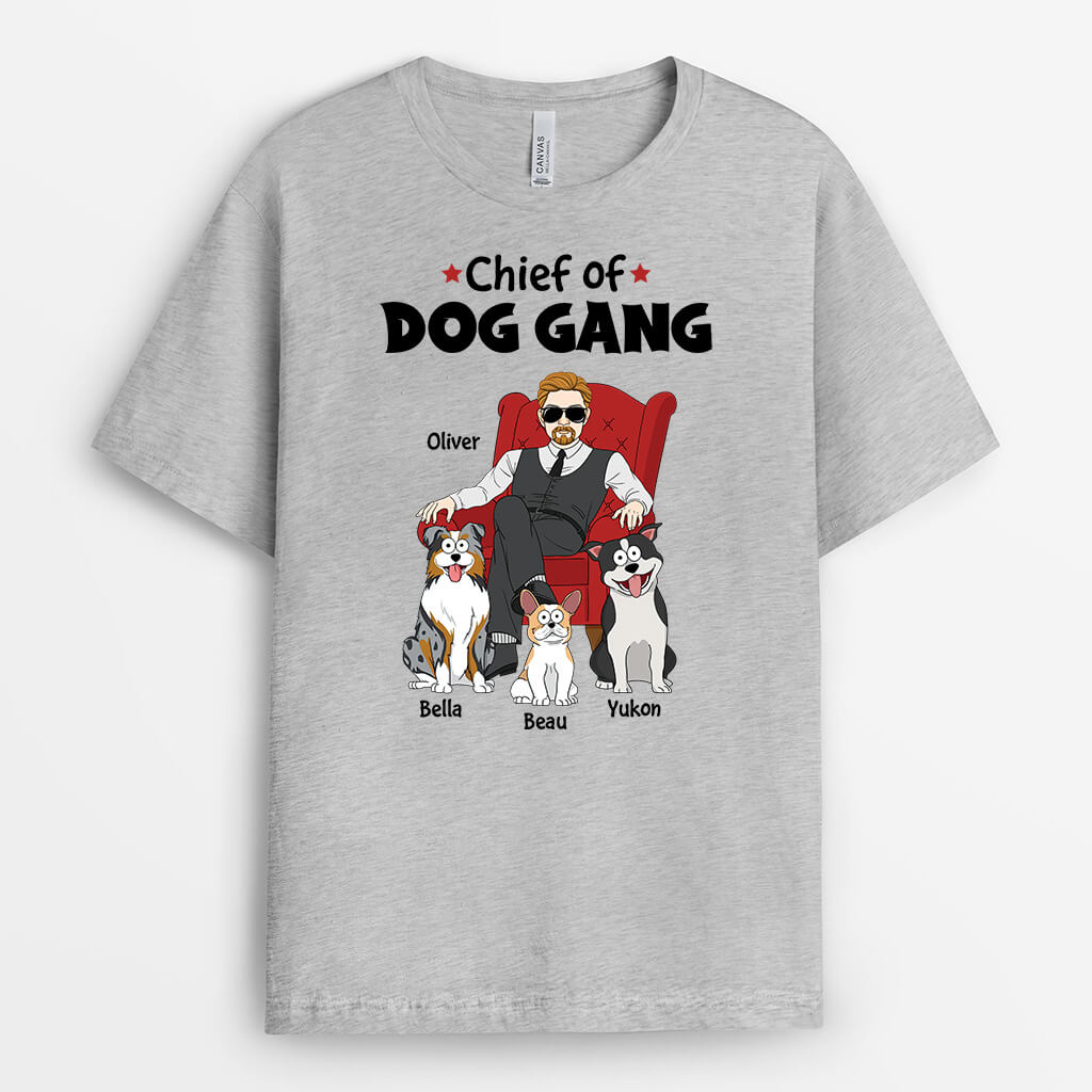 1625AUK1 personalised chief of dog gang t shirt