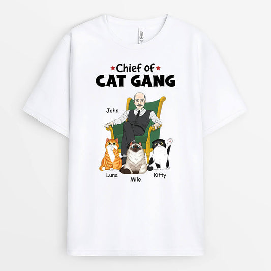 1625AUK2 personalised chief of cat gang t shirt