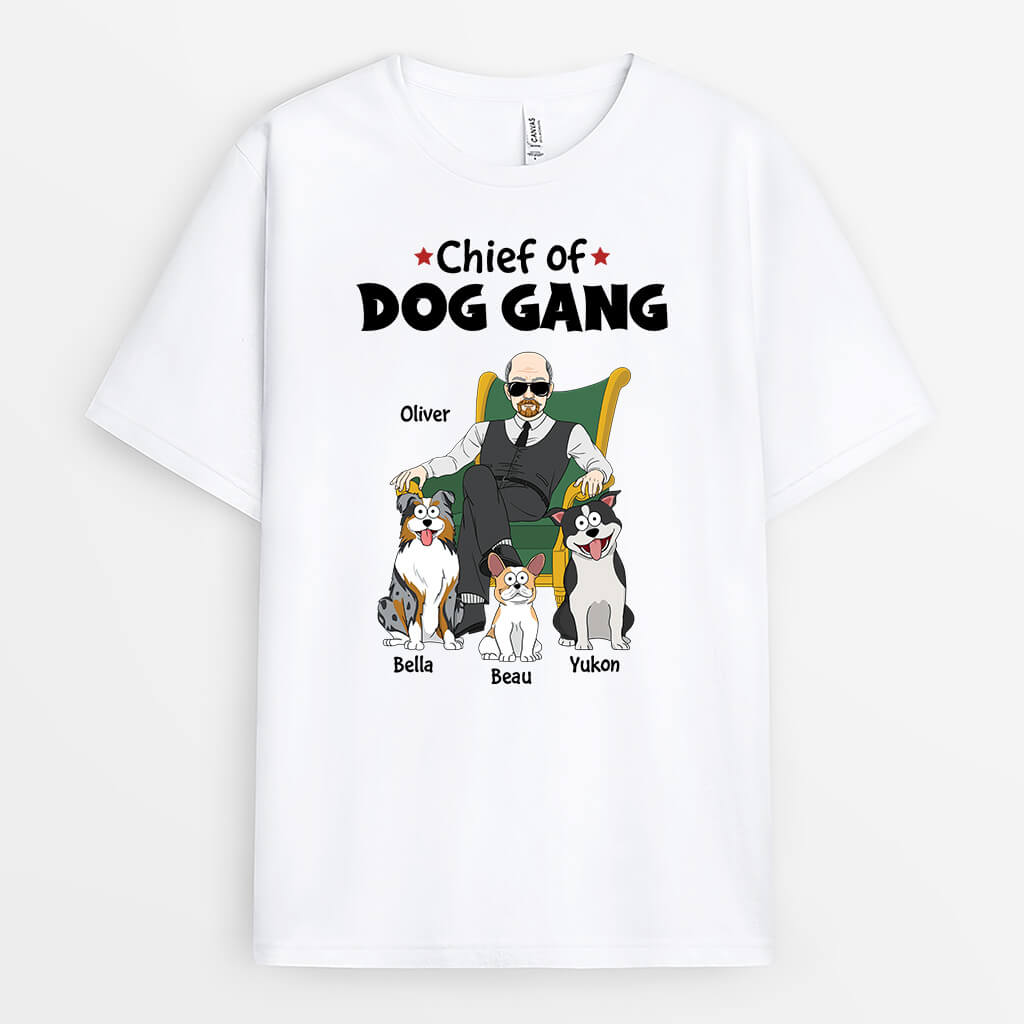 1625AUK2 personalised chief of dog gang t shirt