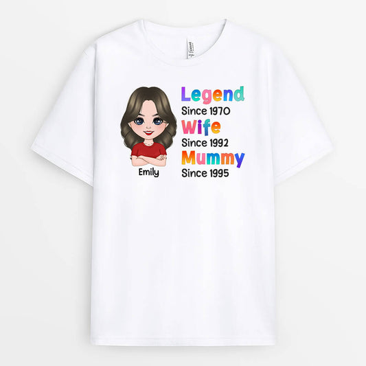 1645AUK1 personalised legend wife mum grandma t shirt