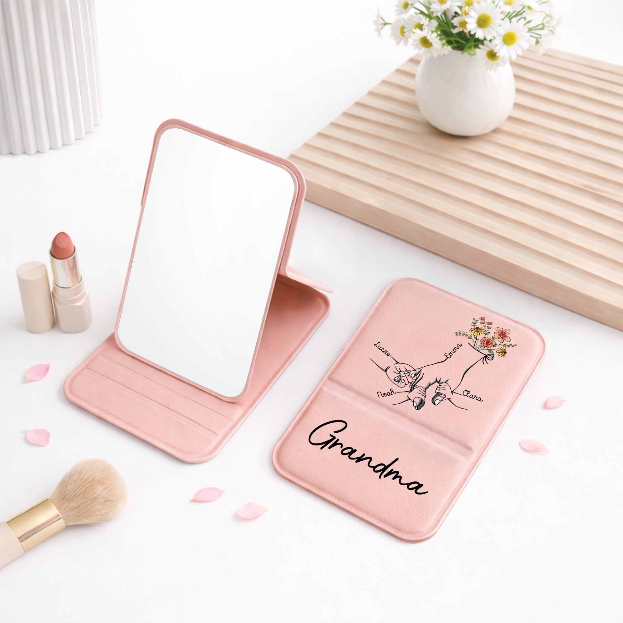 1672AUS2 holding moms hand compact mirror custom gifts for momgrandma 1672aj6p5a