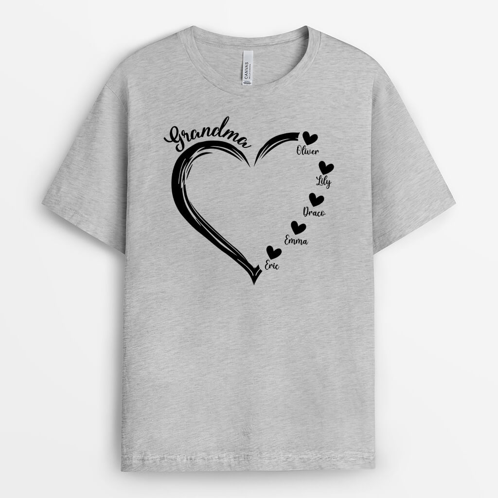 1686AUK1 personalised best grandma with heart t shirt