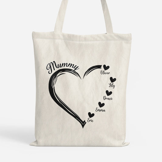 1686BUK1 mummys nannys heart  personalised tote bags uk