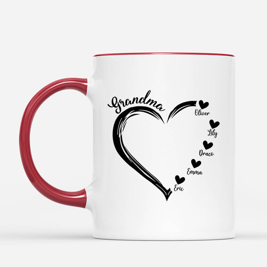 1686MUK2 personalised mum grandmas heart pillow mug