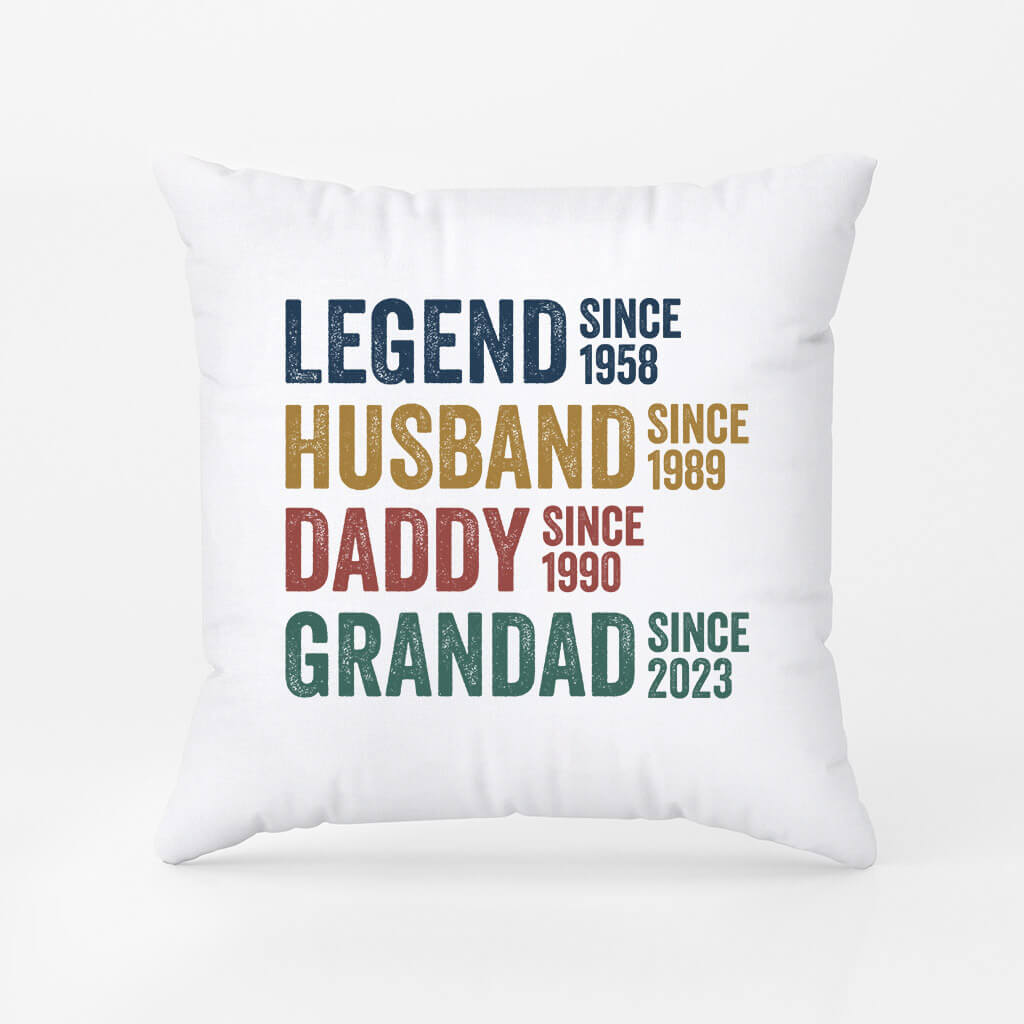 1732PUK1 personalised legend husband daddy and papa since white pillow