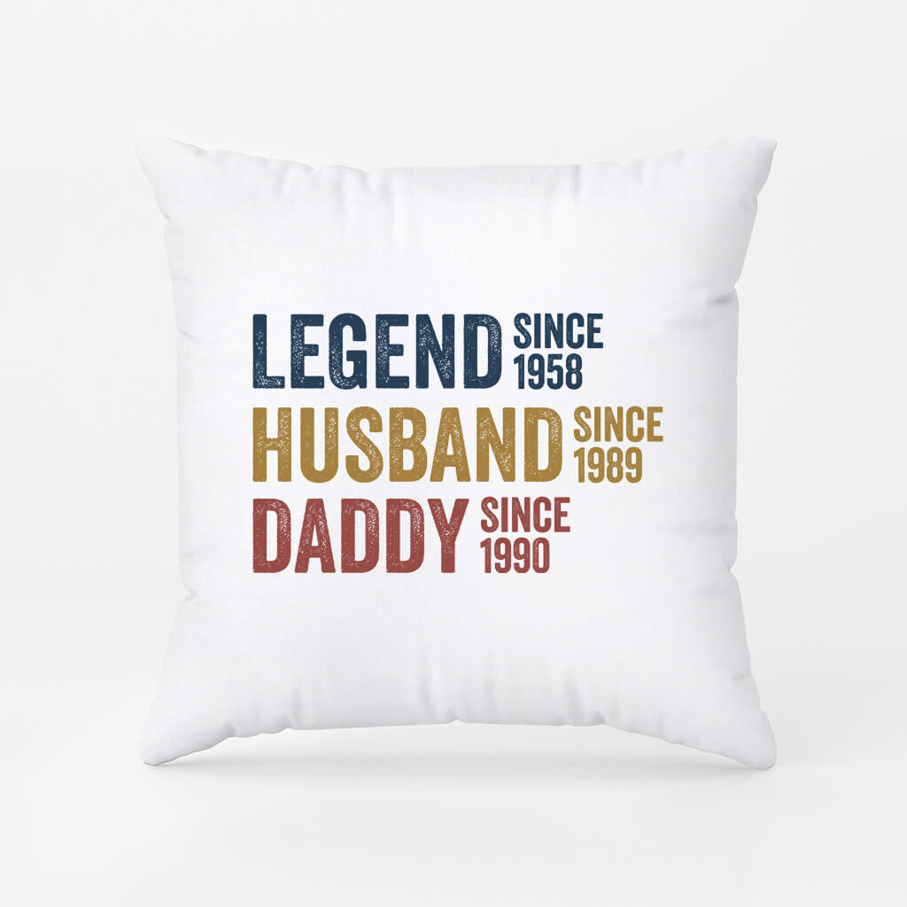 1732PUK1 personalised legend husband daddy and papa since white pillow_2