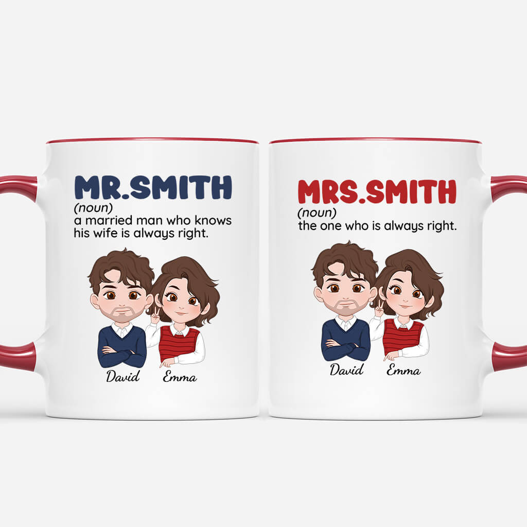 1741MUK1 personalised definition of husband and wife mug