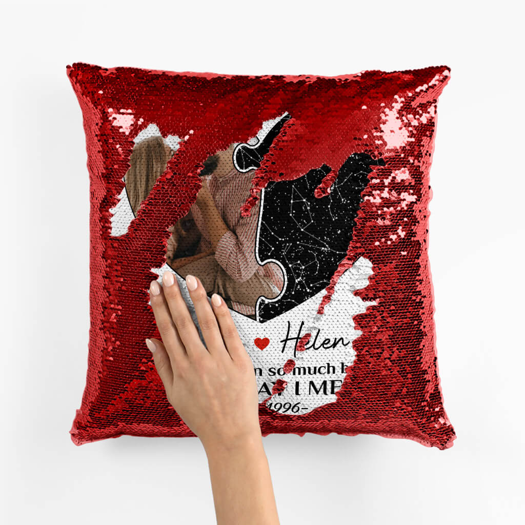 1766PUK2 personalised since the day i met you sequin pillow