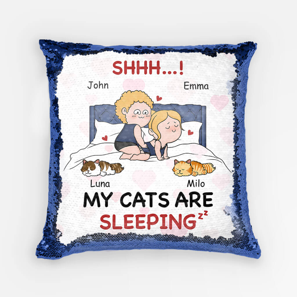 1771PUK1 personalised my cats are sleeping sequin pillow