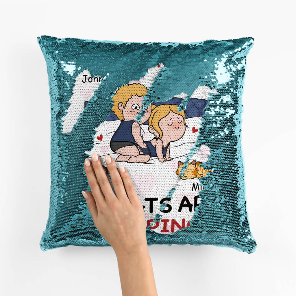 1771PUK2 personalised my cats are sleeping sequin pillow