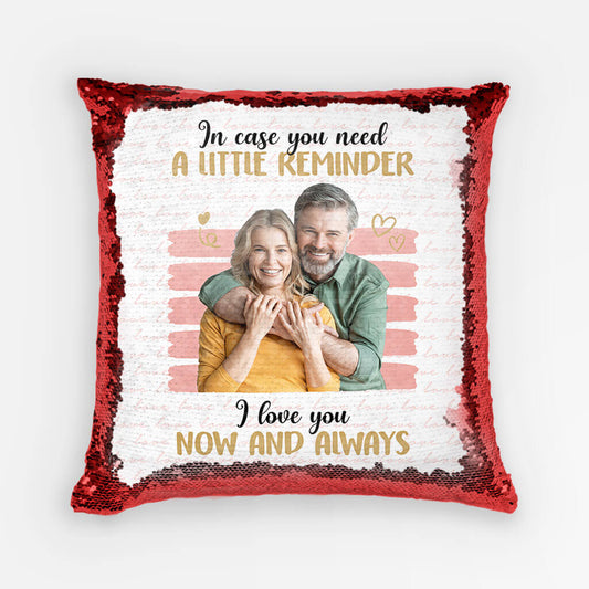 1775PUK1 personalised i love you now and always sequin pillow