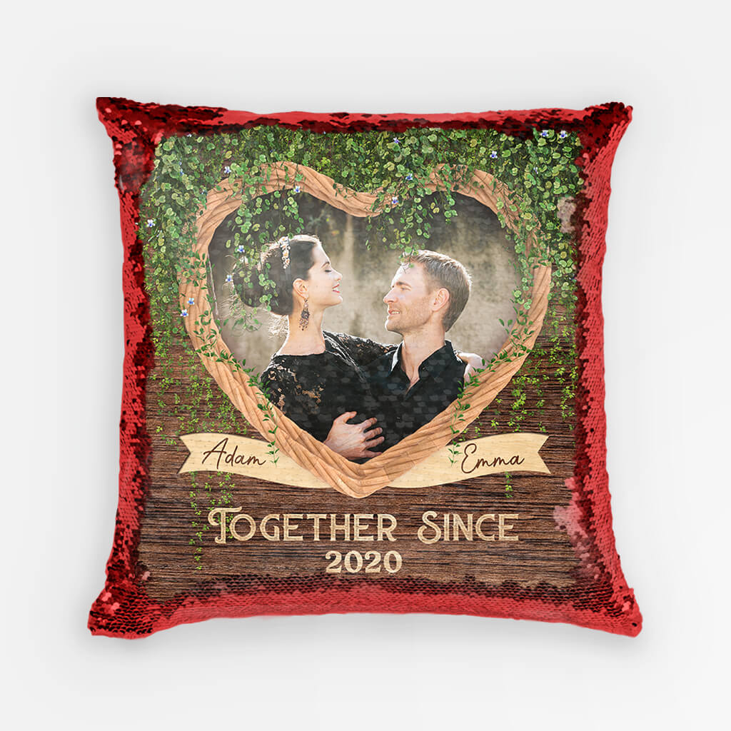 1812PUK2 personalised together since sequin pillow