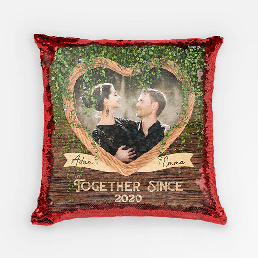 1812PUK2 personalised together since sequin pillow
