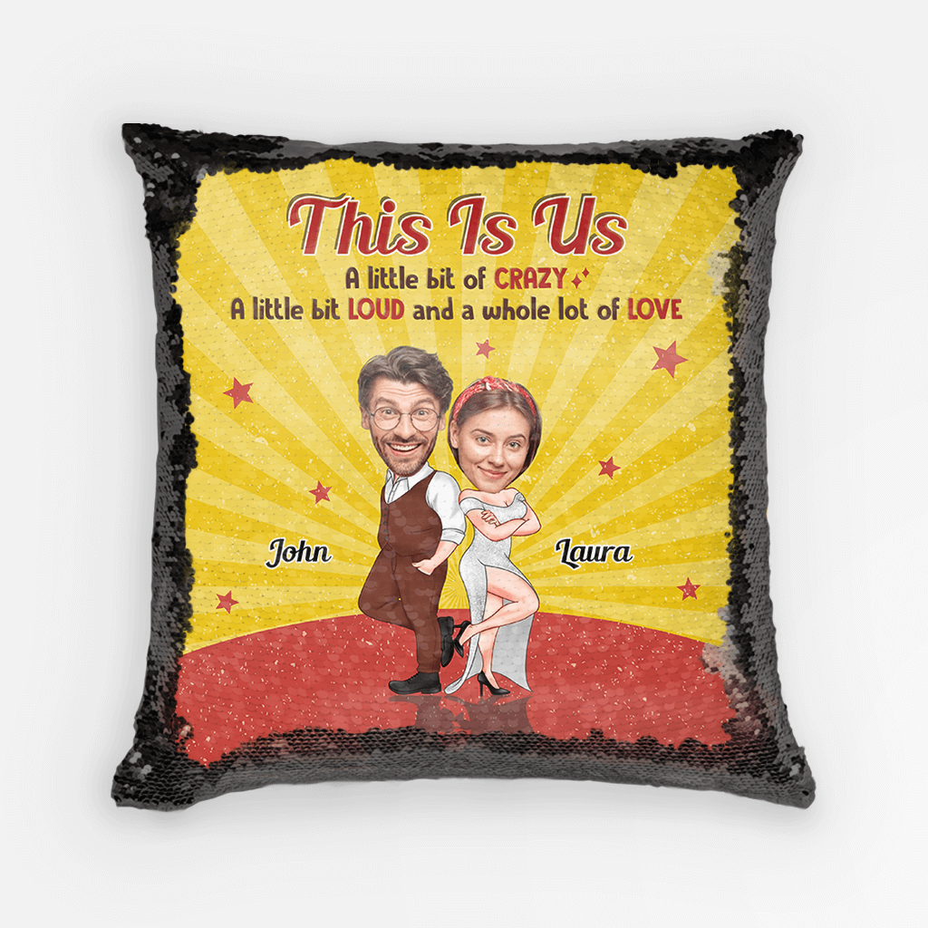 1820PUK1 personalised little bit of crazy a little bit loud sequin pillow