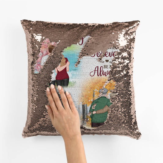 1821PUK2 personalised you will forever be my always sequin pillow