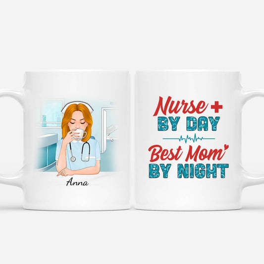 1851MUK1 personalised nurse by day best mum by night mug