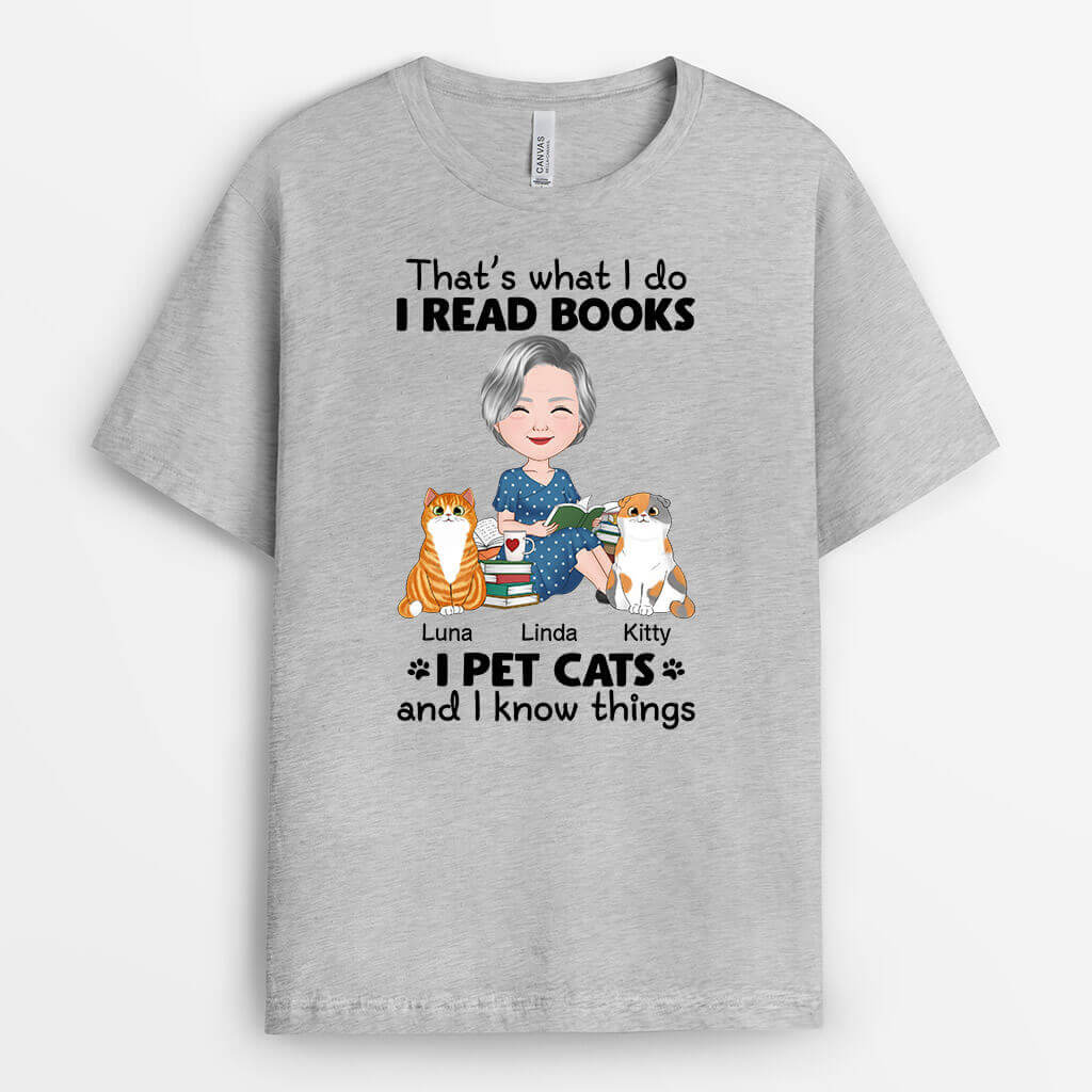 1860AUS1 personalized i read books i pet cat t shirt