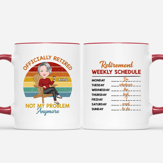 1862MUK1 personalised retirement weekly schedule mug