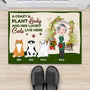 1863DUK2 personalised a crazy plant lady and her lovely cats doormat