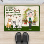 1863DUK2 personalised a crazy plant lady and her lovely dogs doormat