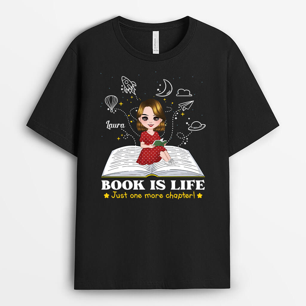 1869AUK1 personalised book is life t shirt