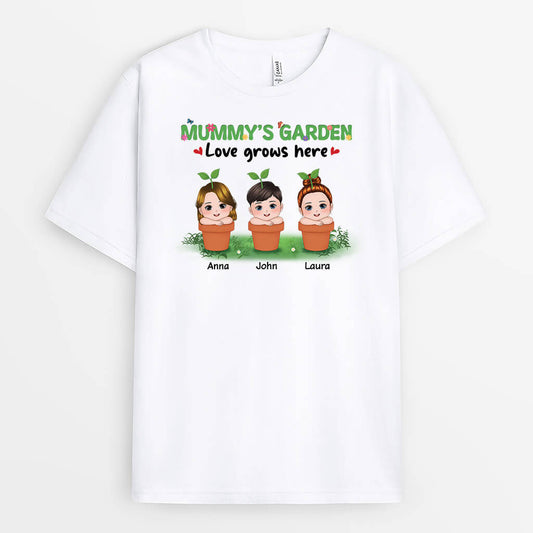 1870AUK1 personalised mummys garden t shirt