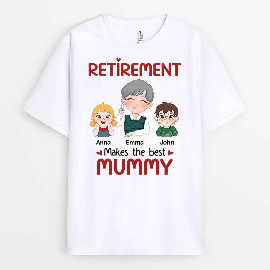 1872AUK1 personalised retirement makes the best grandma grandpa t shirt