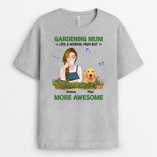 1874AUK2 personalised gardening dog mum t shirt