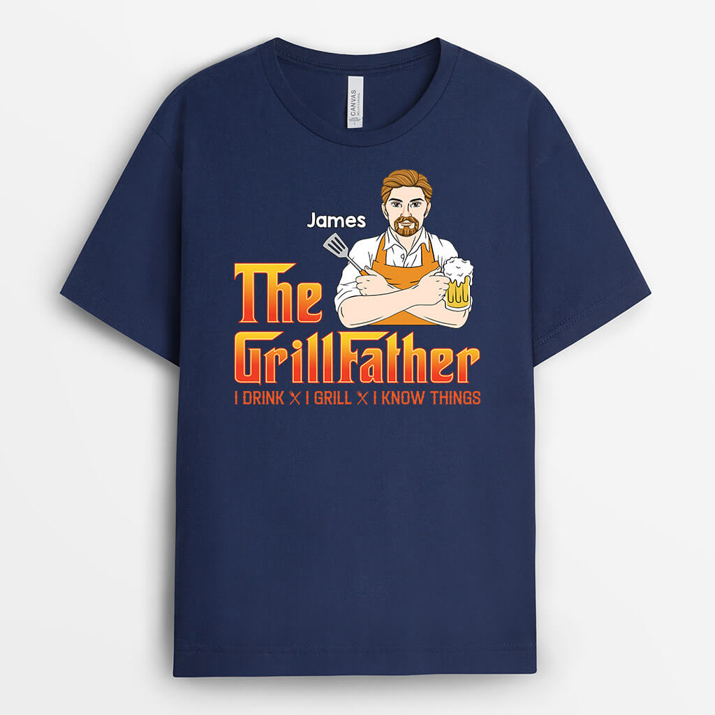 1884AUK1 personalised the best grillmother grillfather t shirt